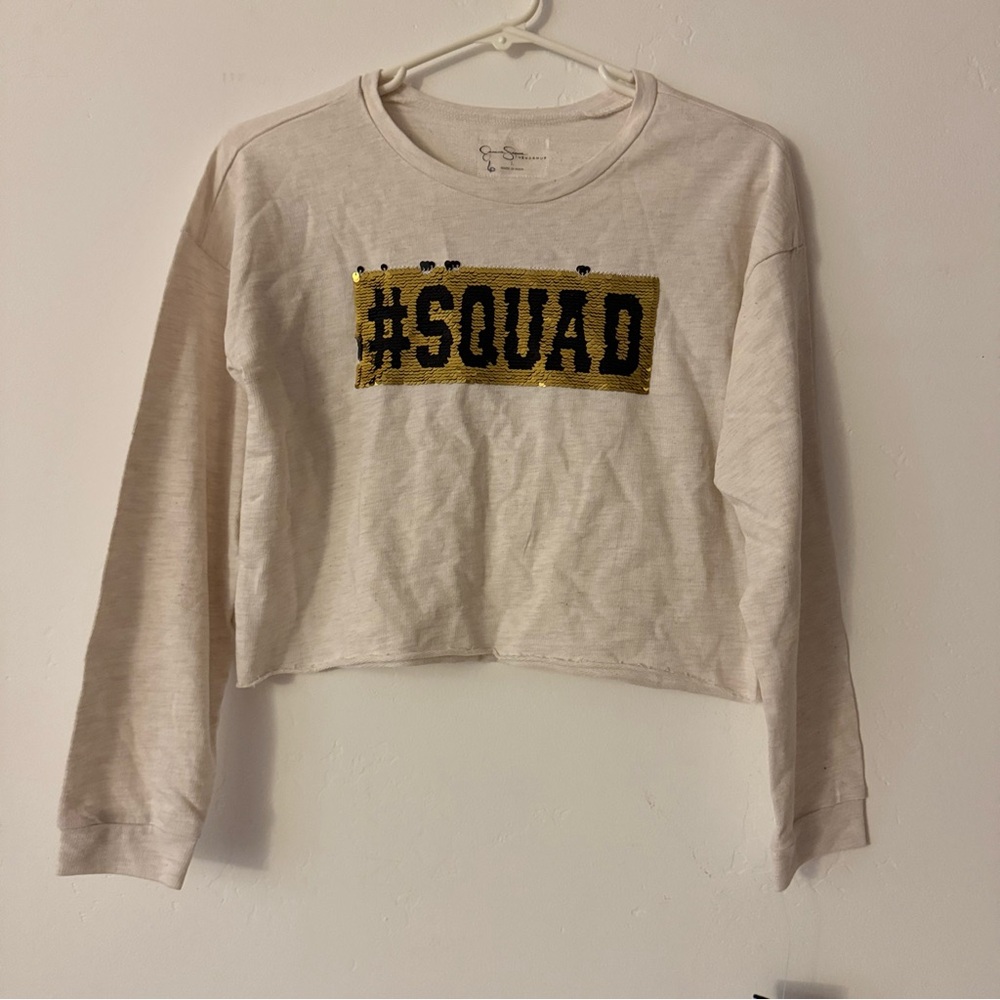 Jessica Simpson  (Girl's) #Squad Sequin Oatmeal Heather Long sleeves Top, Size L